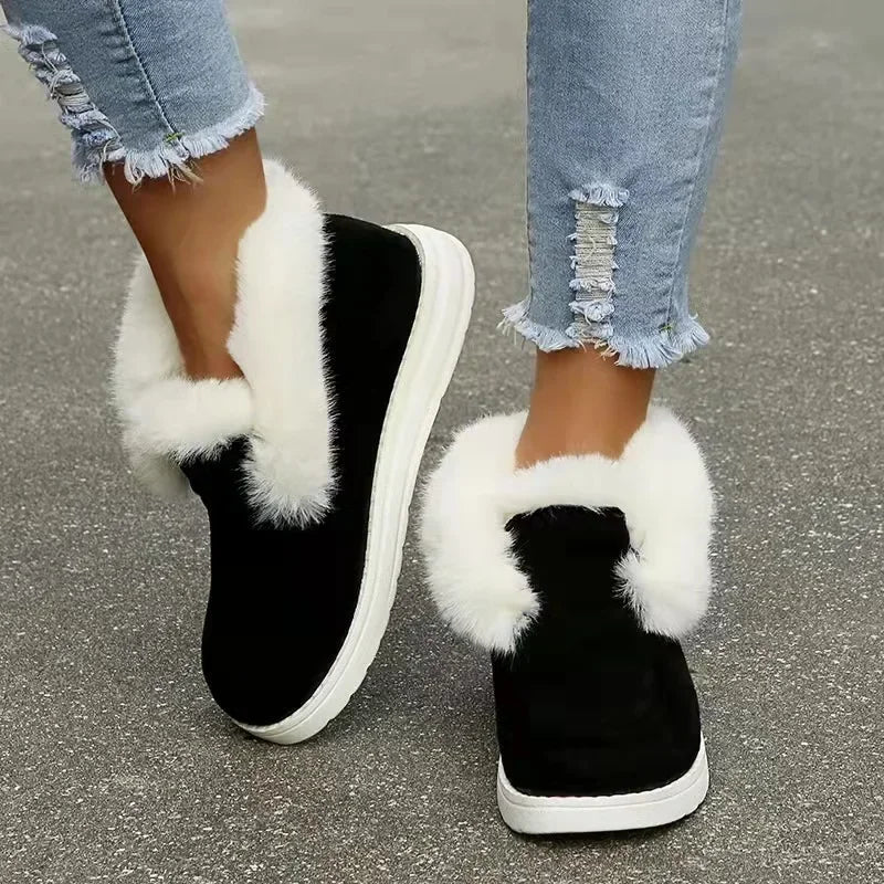 Plush Fur Slip-On Ankle Winter Footwear