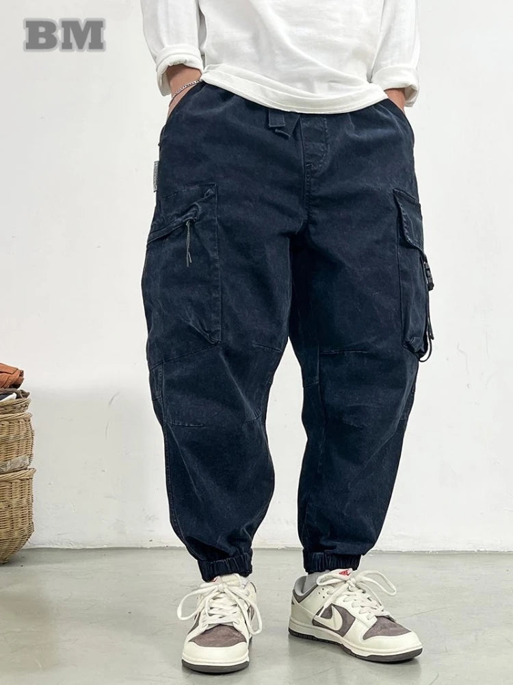 Premium Snow Wash Distressed Cargo Pants