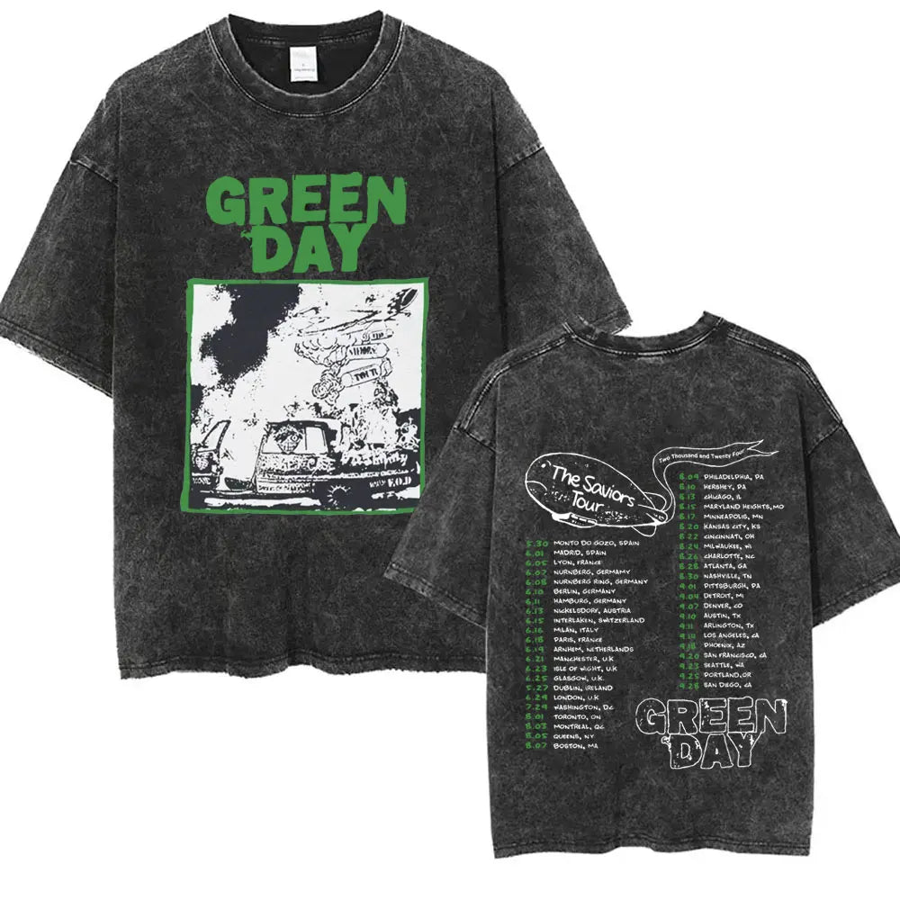 Washed Vintage Punk Green Day Tour 2025 Tees