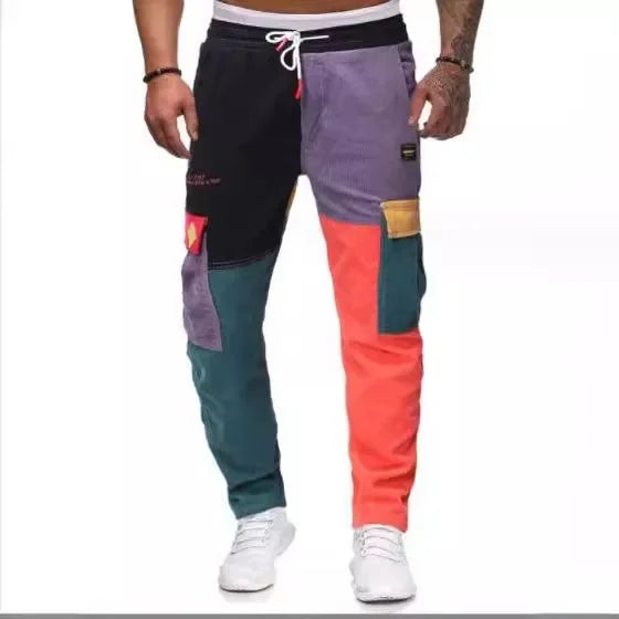 Color Block Patchwork Corduroy Jeans
