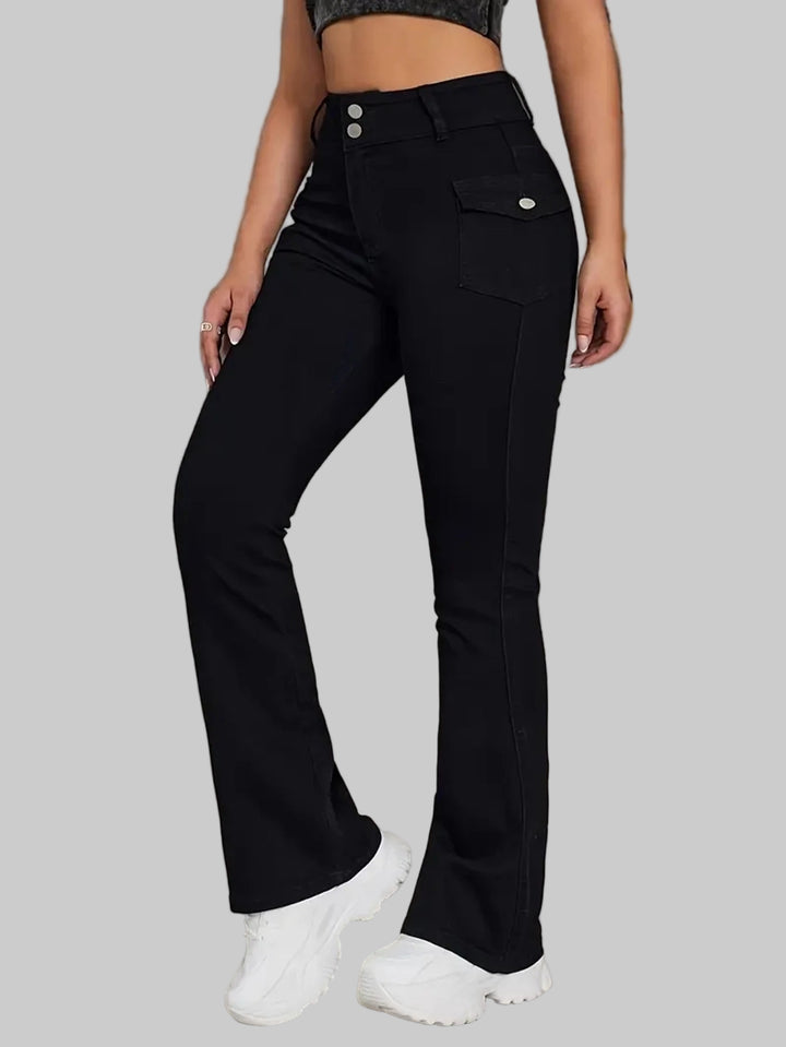 Trendy Vintage-Inspired Black Goth Flare Jeans