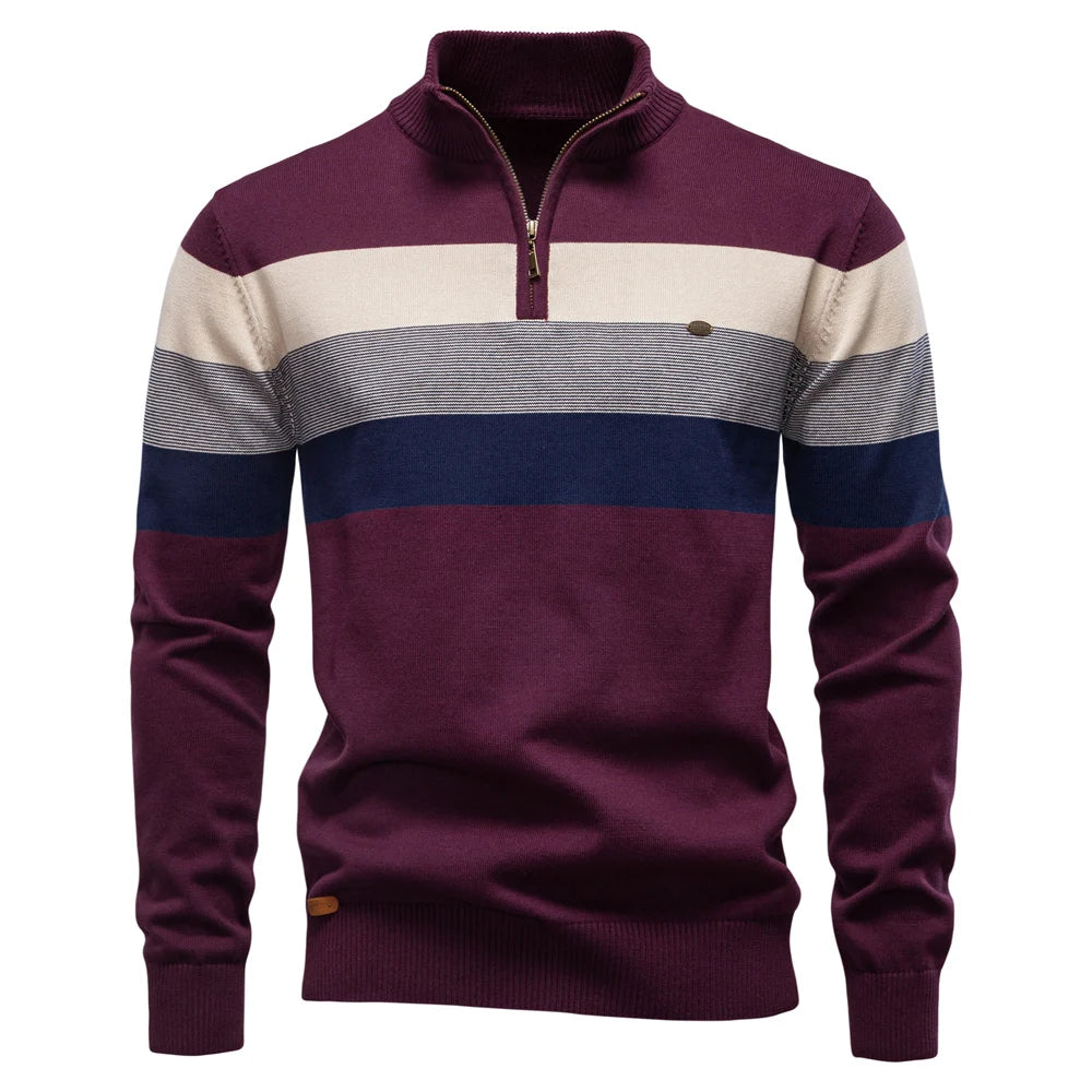 Cotton Mock Neck Quarter-Zip Sweater
