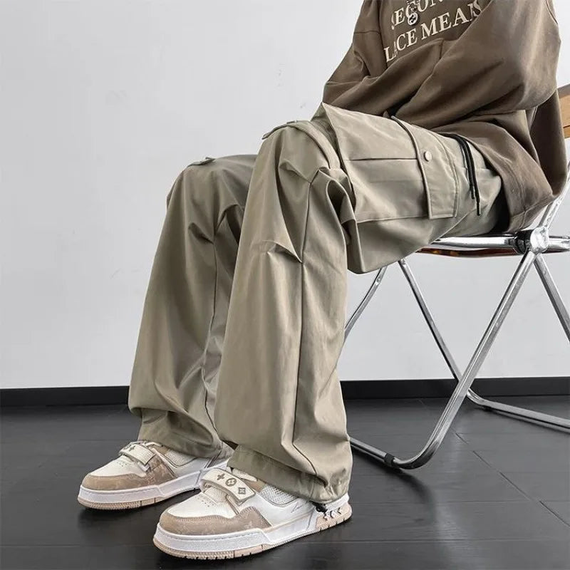 High-Waisted Elastic Cargo Pants