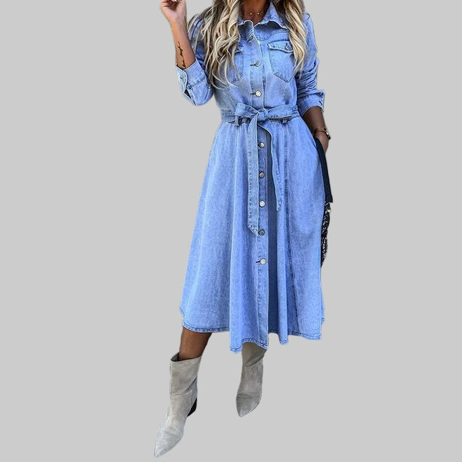 Elegant Y2K Denim Blue Maxi Dress