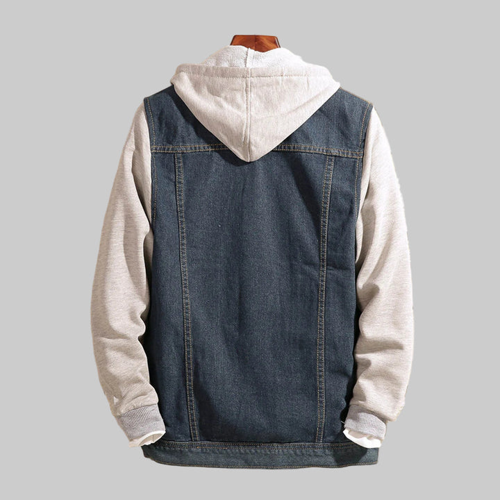 Casual Slim Fit Hooded Zippered Denim Top