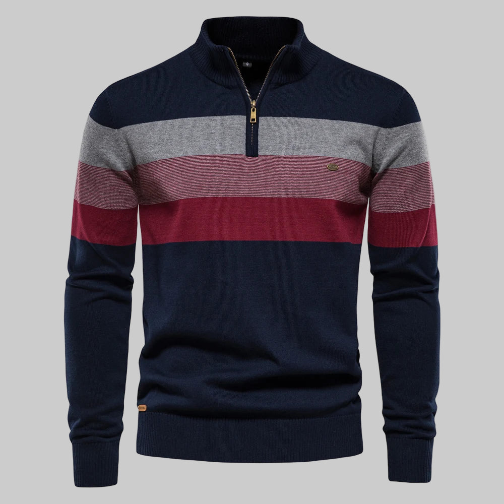 Cotton Mock Neck Quarter-Zip Sweater