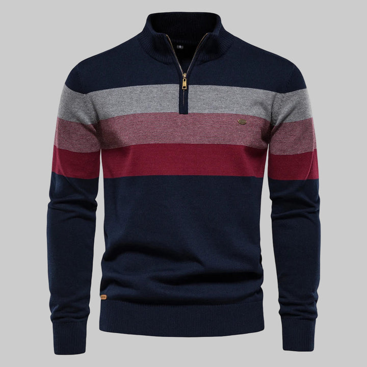 Cotton Mock Neck Quarter-Zip Sweater