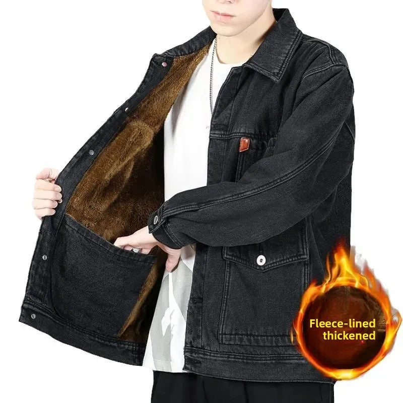 Thick Fleece-Lined Winter Denim Jacket