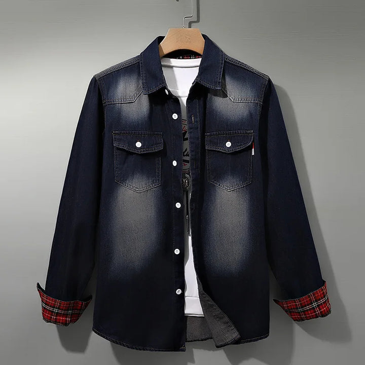 Slim Fit Cotton Long Sleeve Cowboy Denim Shirt