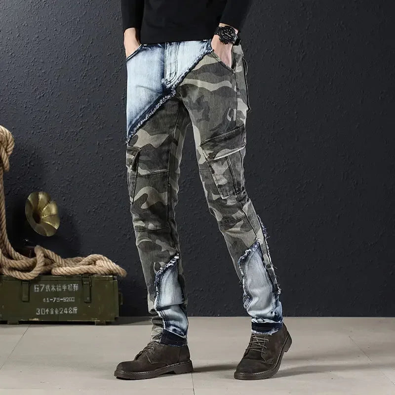 Camouflage Stretch Skinny Cargo Jeans