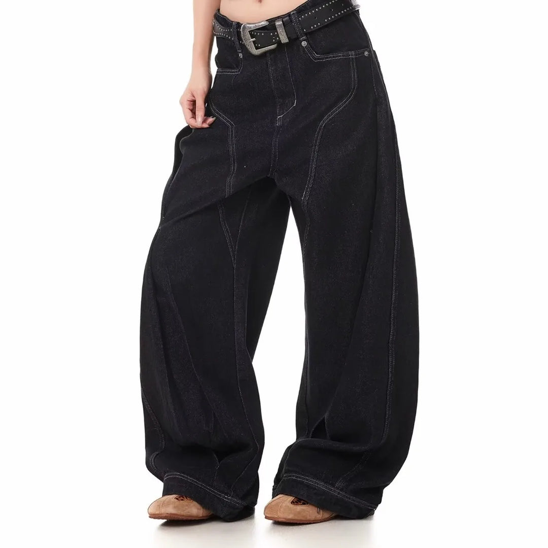Trendy Vintage-Inspired Women's Deconstructed Wide Leg Jeans