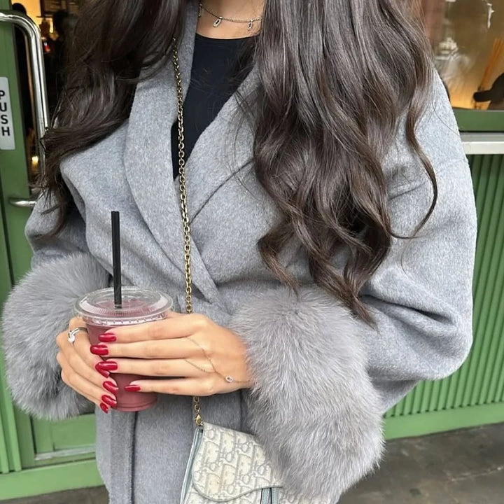 Elegant Lace-Up Woolen Coat