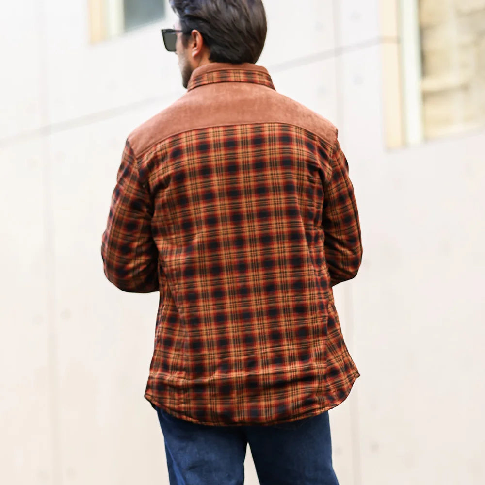 Plaid Sherpa-Lined Flannel Bomber Coat