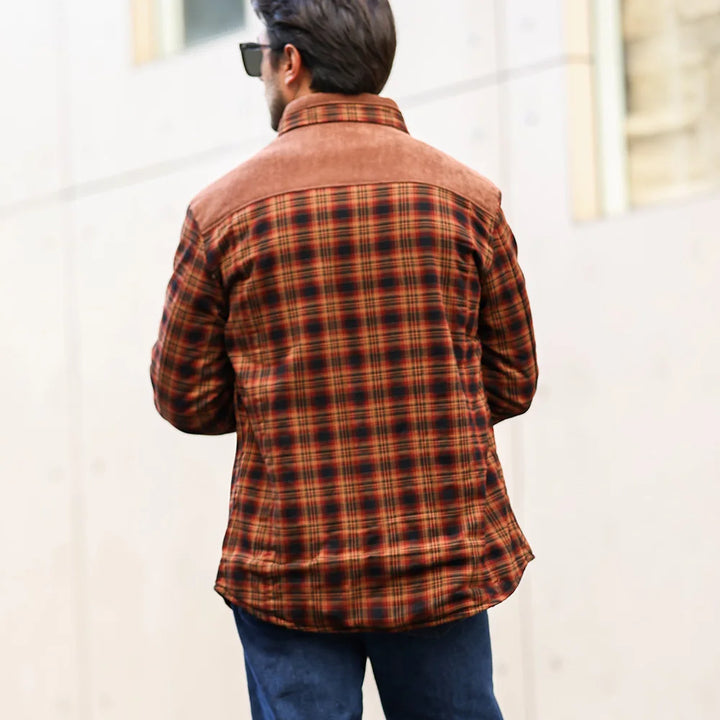 Plaid Sherpa-Lined Flannel Bomber Coat