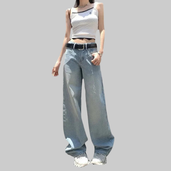 Trendy Low Waist Wide Leg Jeans