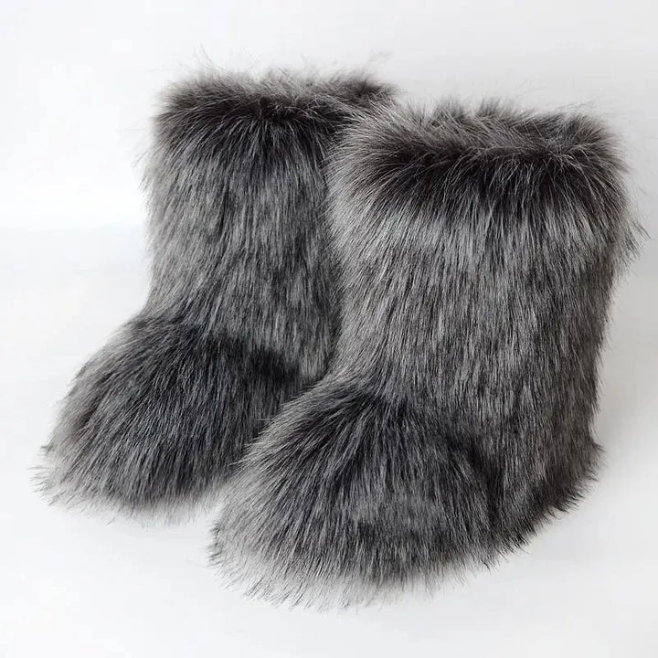 Plush Faux Fox Fur Winter Boots