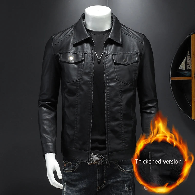 Motorcycle PU Leather Lapel Jacket