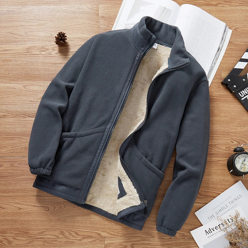 Thickened Fleece Lined Stand Collar Jacket