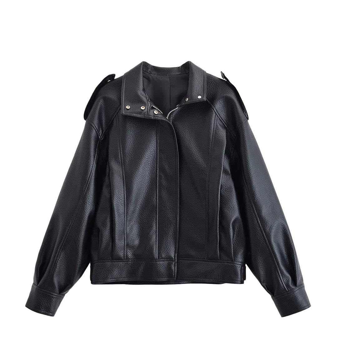 Retro Autumn Texture Leather Jacket