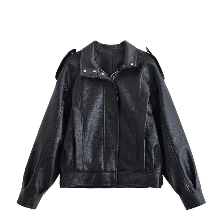 Retro Autumn Texture Leather Jacket