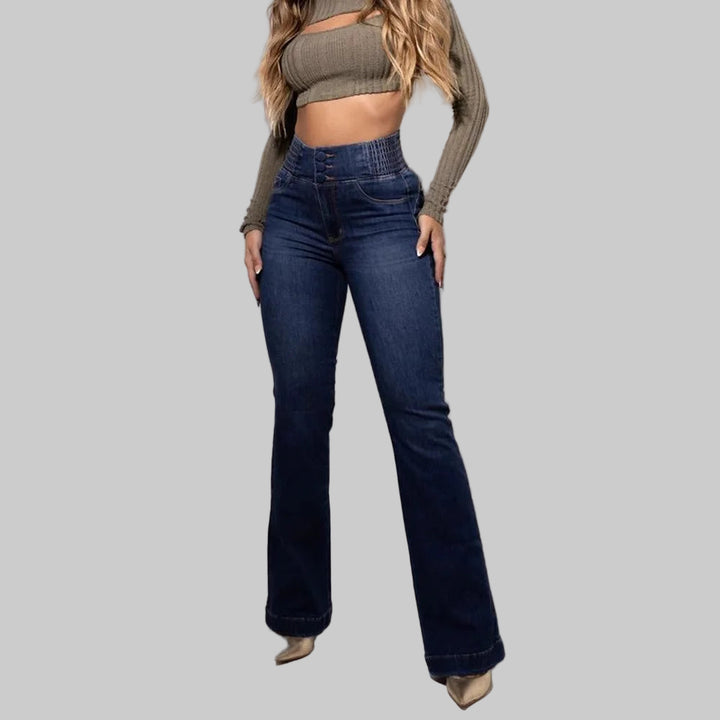 High-Waisted Wide Leg Jeans with Elastic Waist