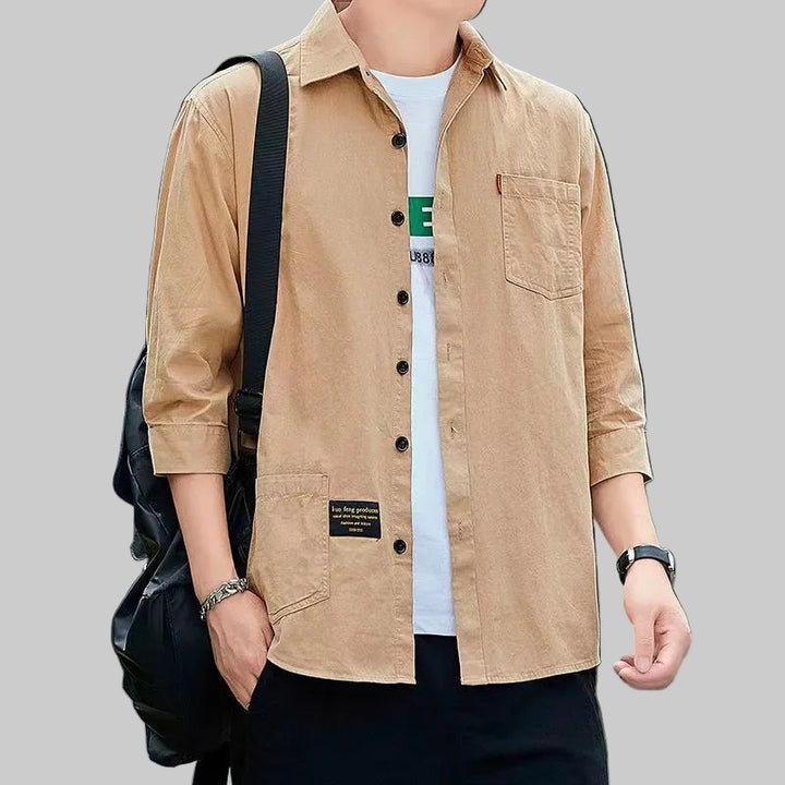 Casual Solid Color Stand-Up Collar Shirt