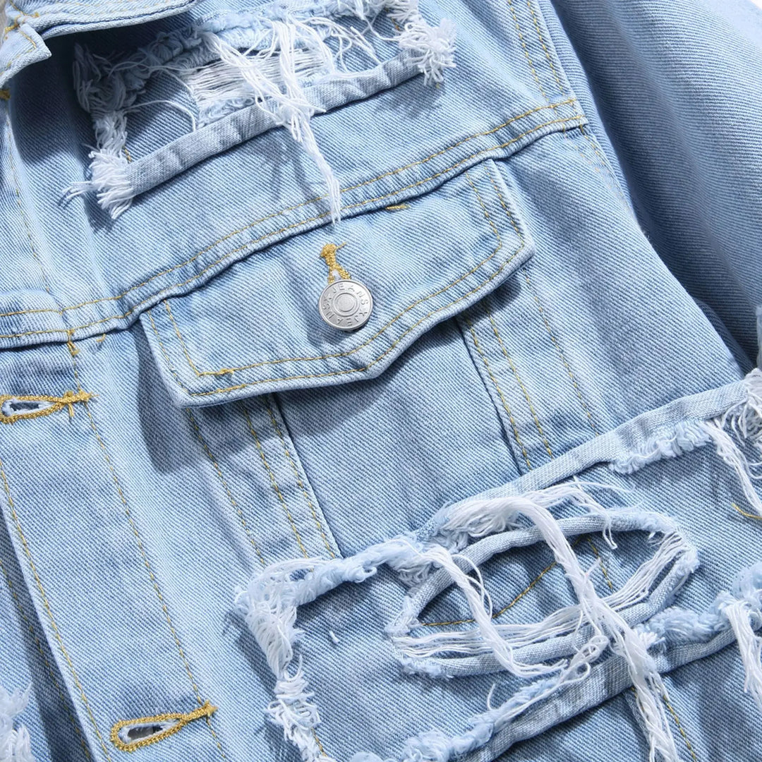 Distressed Stacked Denim Jacket