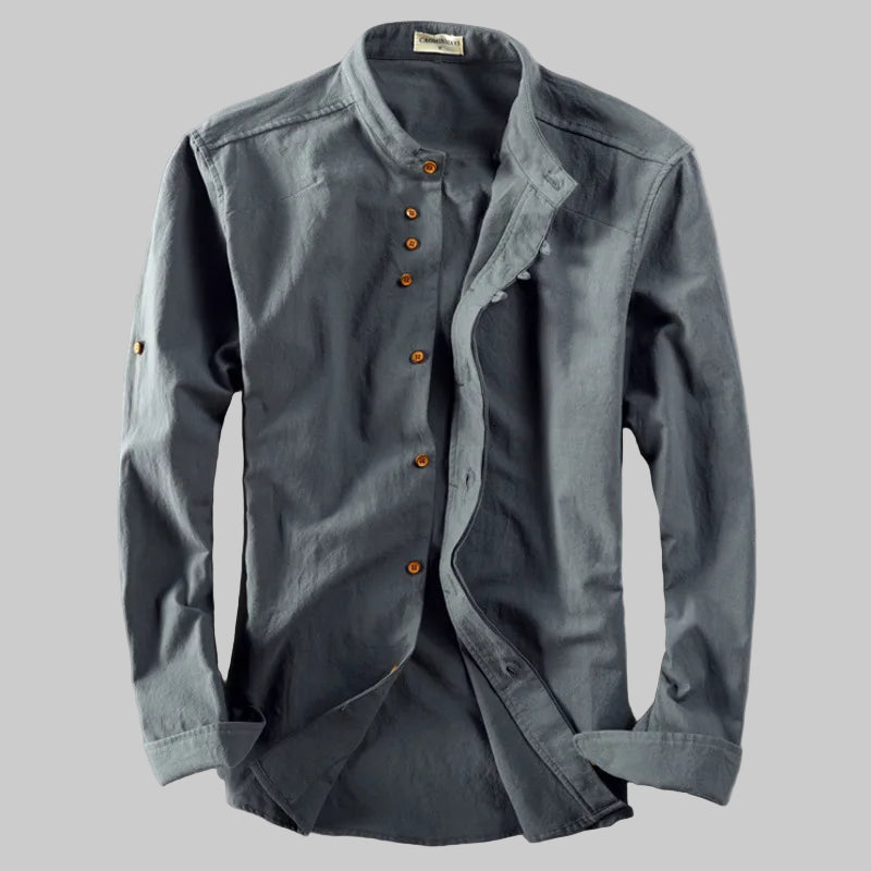 Fall Winter Stand Collar Long Sleeve Shirt