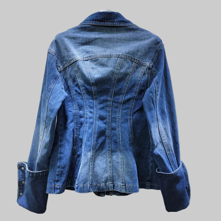 Vintage Versatile Lapel Double-breasted High Waist Denim Jacket