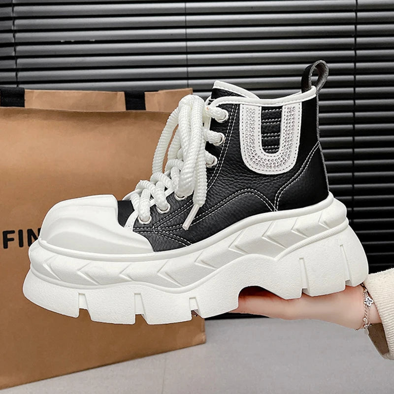 7CM Ankle Platform Boots for Autumn