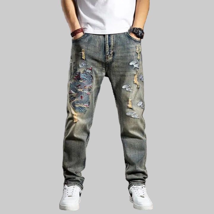 Embroidered Baggy Loose Jeans