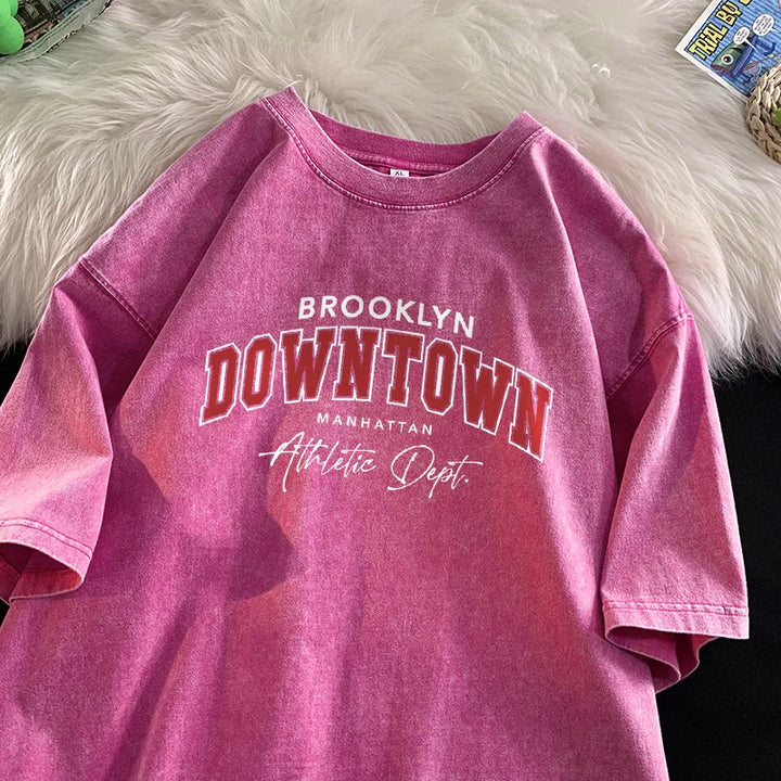 Vintage Washed Brooklyn Downtown Letter T-Shirt