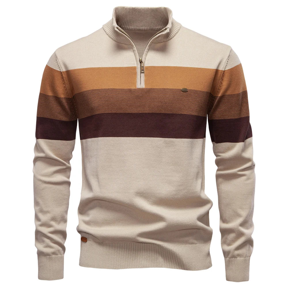 Cotton Mock Neck Quarter-Zip Sweater