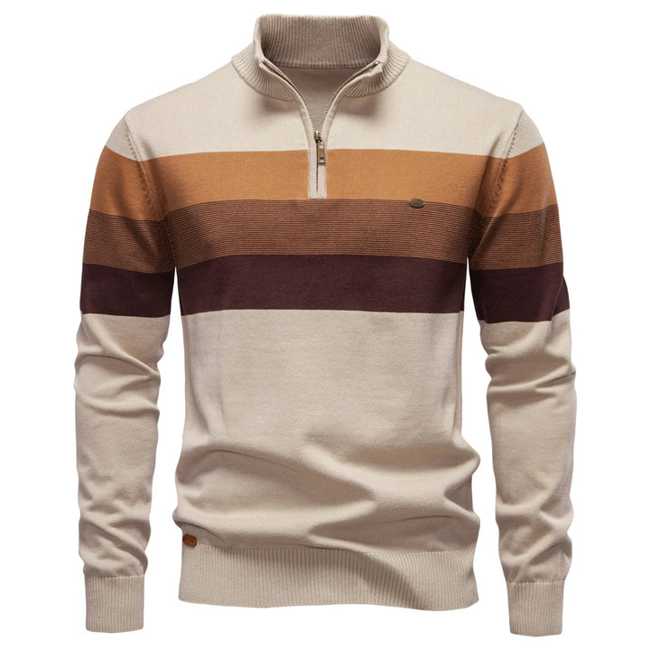 Cotton Mock Neck Quarter-Zip Sweater