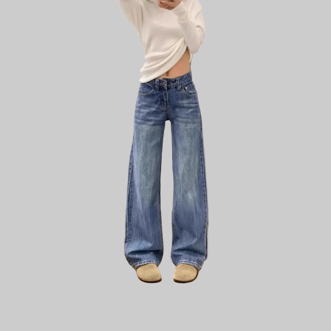 Trendy American Retro High-Waisted Wide Leg Jeans