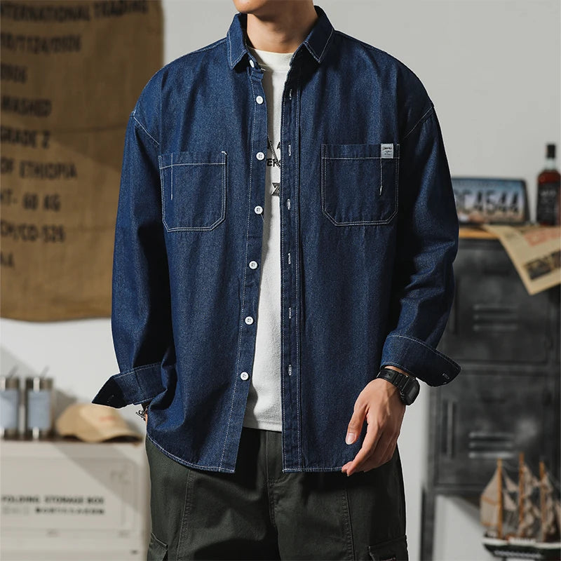 Retro Japanese Korean Style Denim Shirt