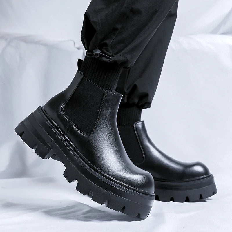 OUNQ minimalist design Leather Winter Boots