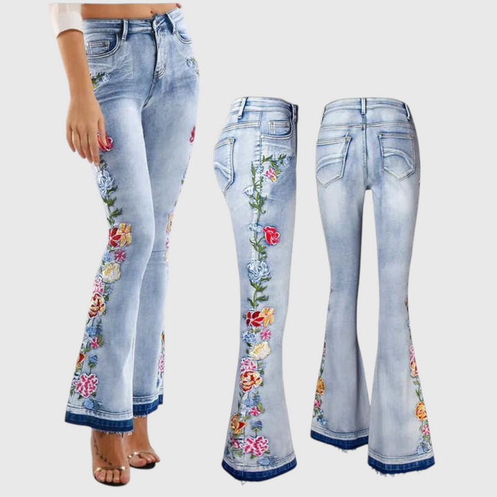 Flared Jeans with Embroidery