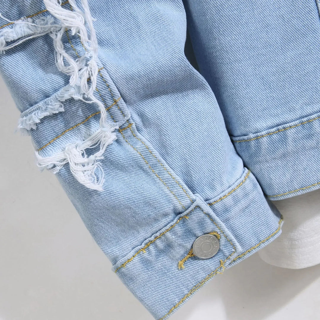 Distressed Stacked Denim Jacket