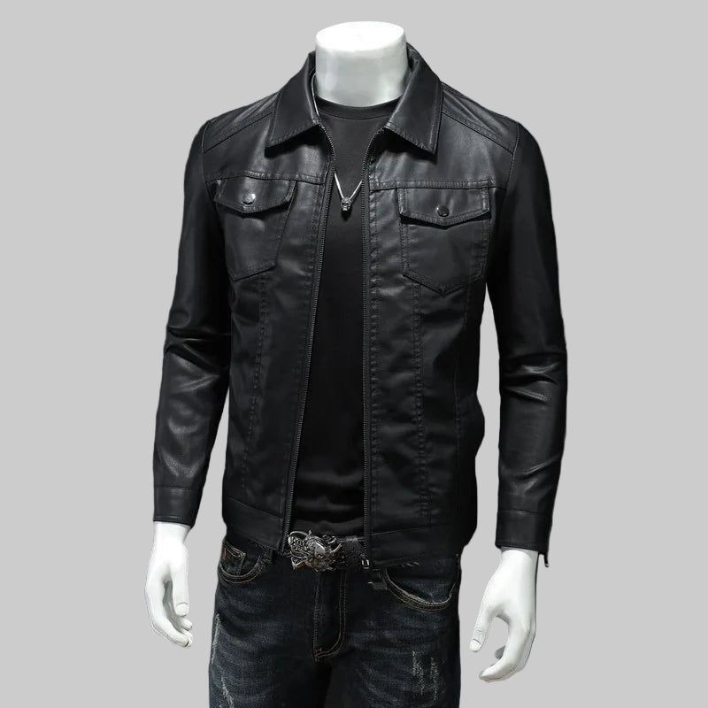 Motorcycle PU Leather Lapel Jacket
