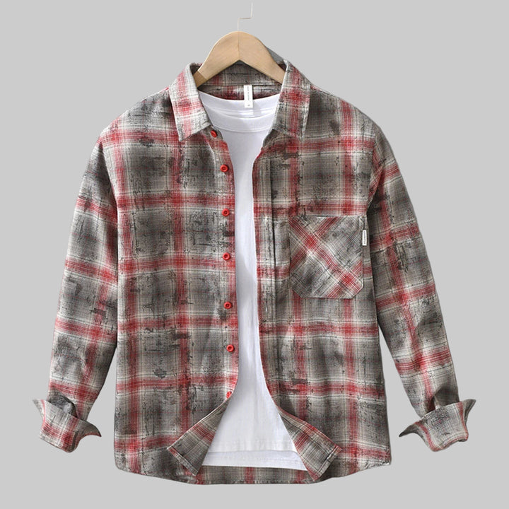 Long Sleeve Plaid Shirt-Loose Fit