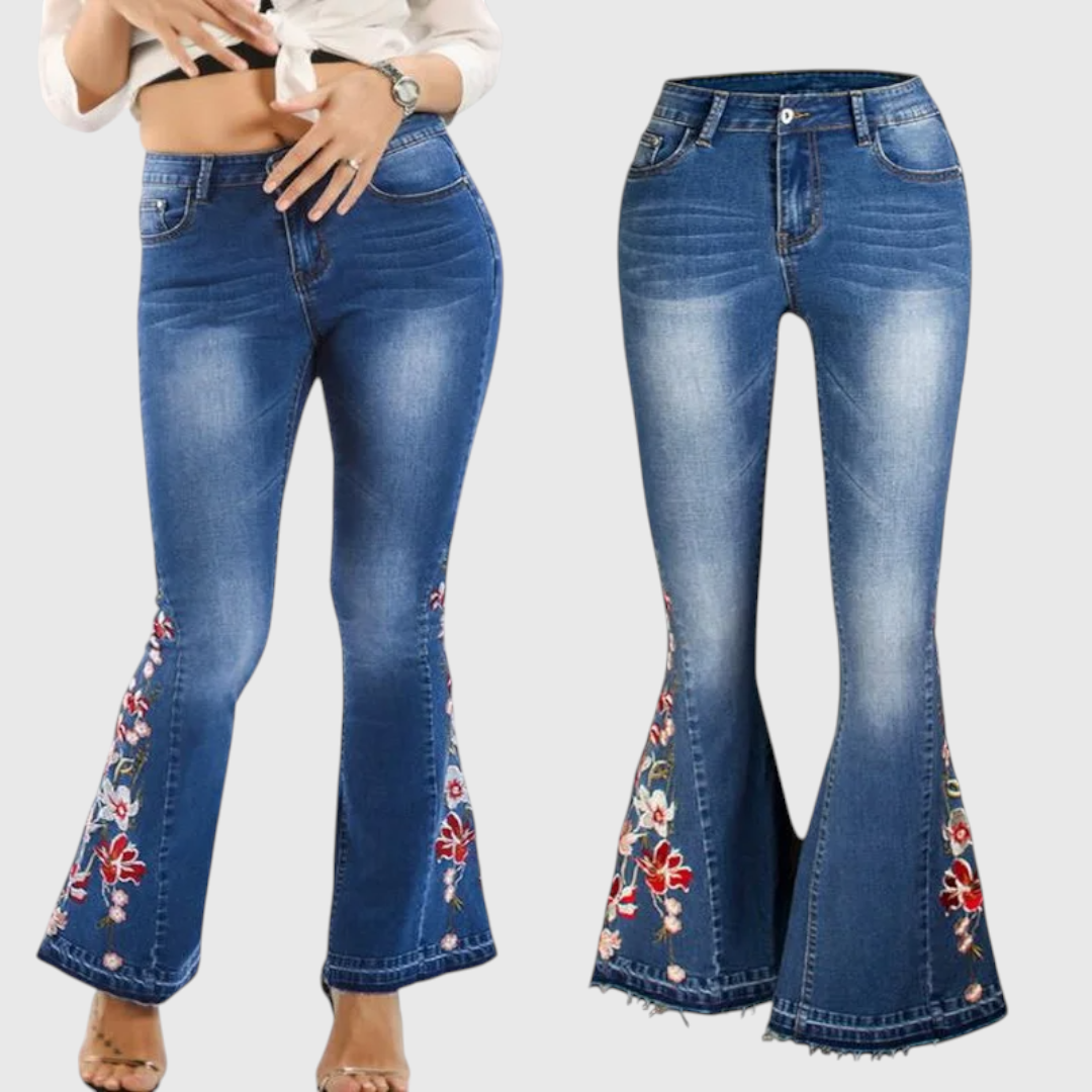 Flared Jeans with Embroidery