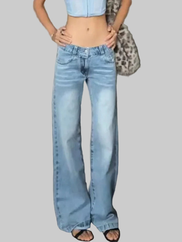 American Y2K Slim Low-Waist Denim Jeans