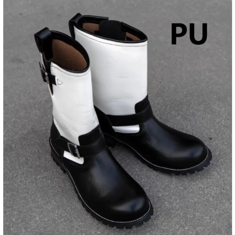Retro Motorcycle Black Knight Chelsea Boots