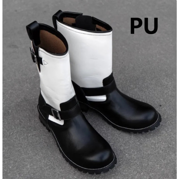 Retro Motorcycle Black Knight Chelsea Boots