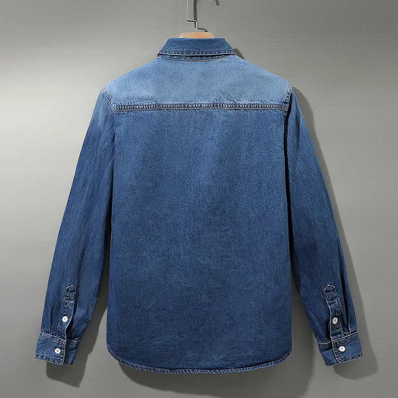 Slim Fit Cotton Long Sleeve Cowboy Denim Shirt
