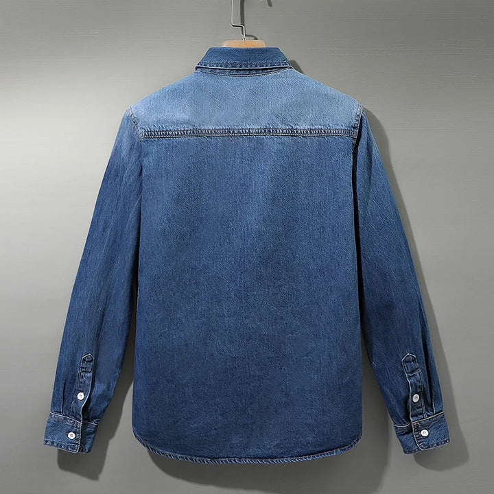 Slim Fit Cotton Long Sleeve Cowboy Denim Shirt