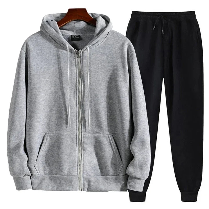 Zippered Hooded Tracksuit Set