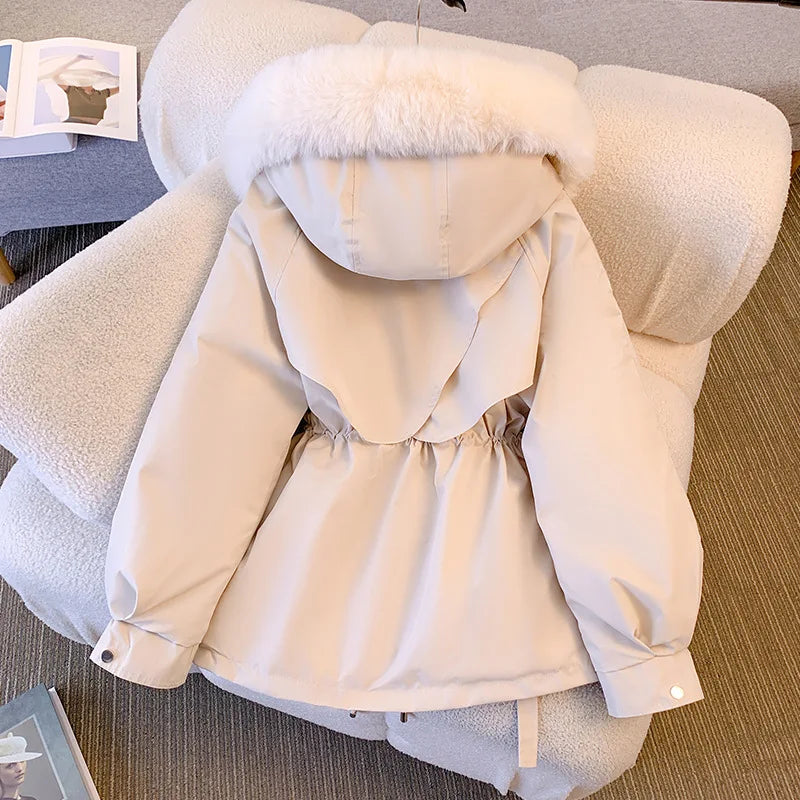 Fleece-Lined Hood Down Jacket