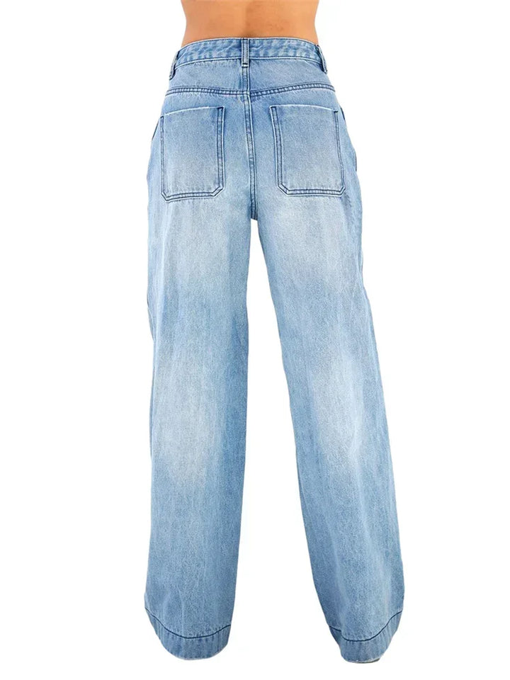 High Waist Wide Leg Denim Jeans